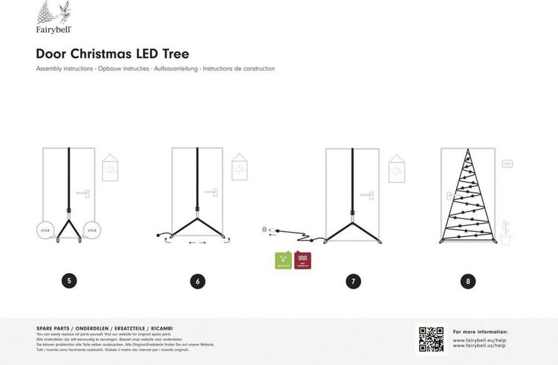 Fairybell - Deurkerstboom - 2,1 Meter - 120 LEDs - Warm White