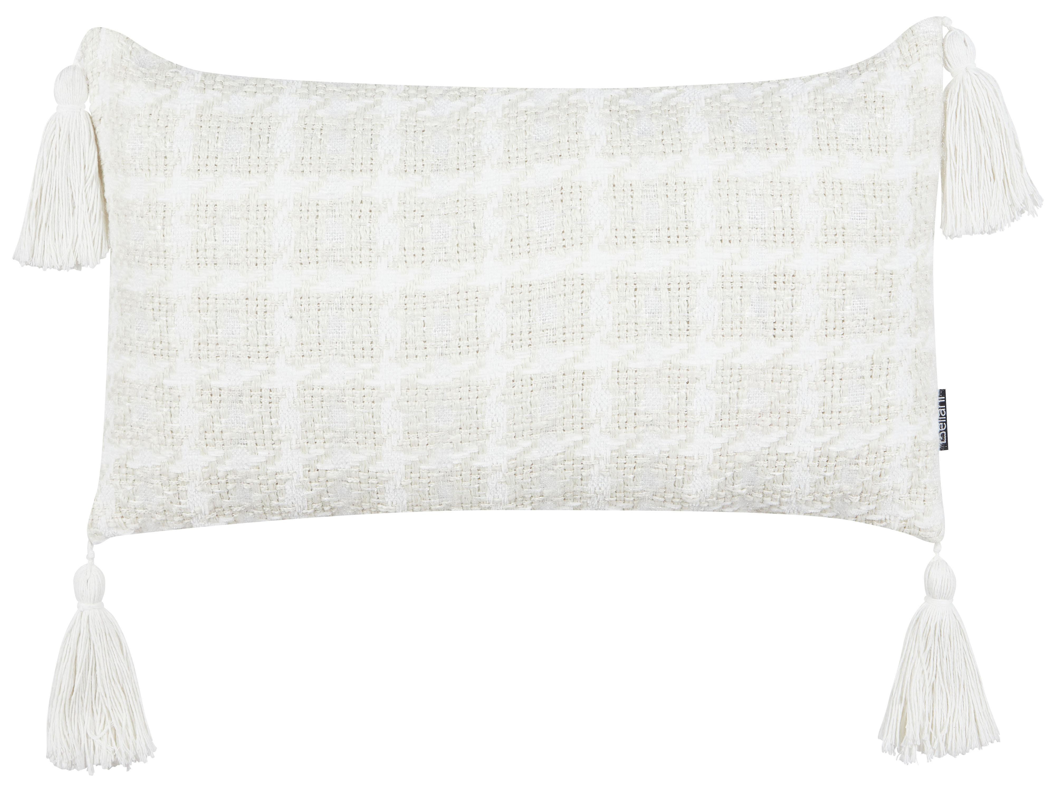 Set van 2 sierkussens DOURIS 30 x 60 cm Lichtbeige geblokt patroon