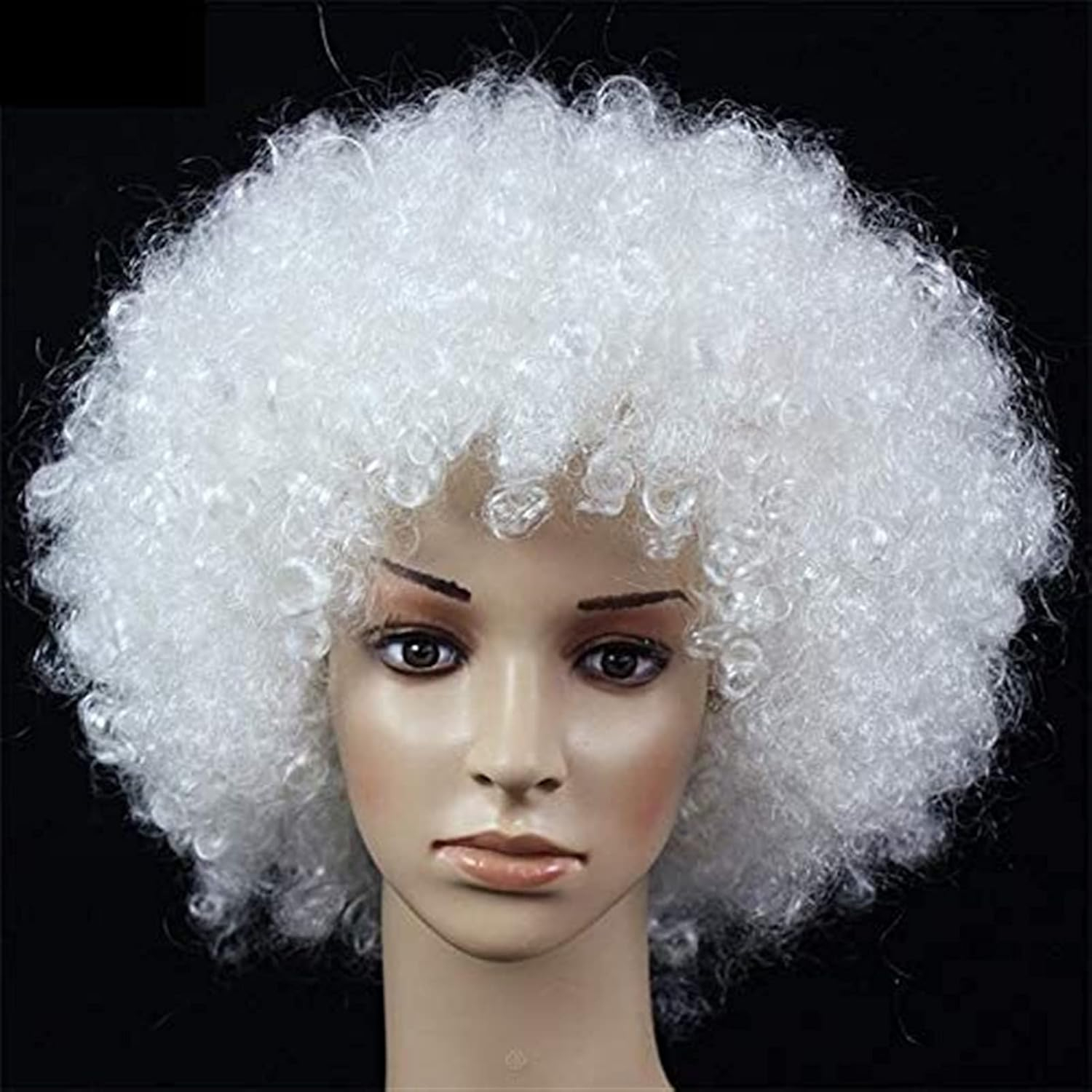 Afro Perücke mit Locken Fasnacht Kostüm Zubehör Motto Party / Halloween Accessoire - Weiss
