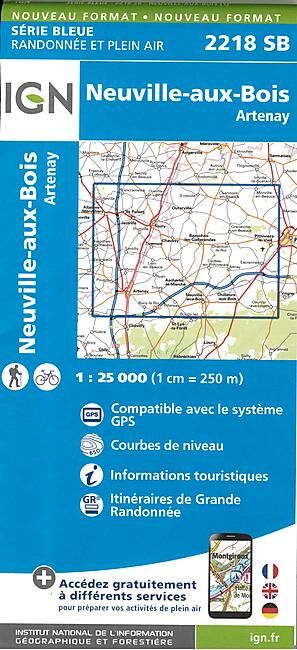 IGN - 2218 SB NEUVILLE AUX BOIS ARTENAY 1 25 000