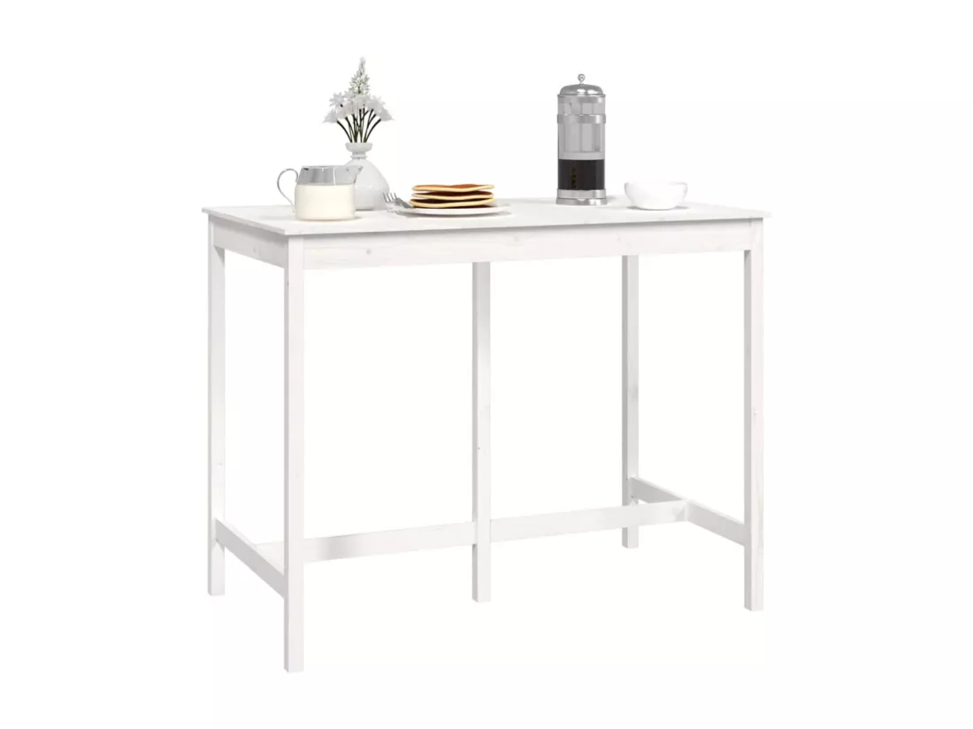 Table de bar Blanc 140x80x110 cm Bois massif de pin