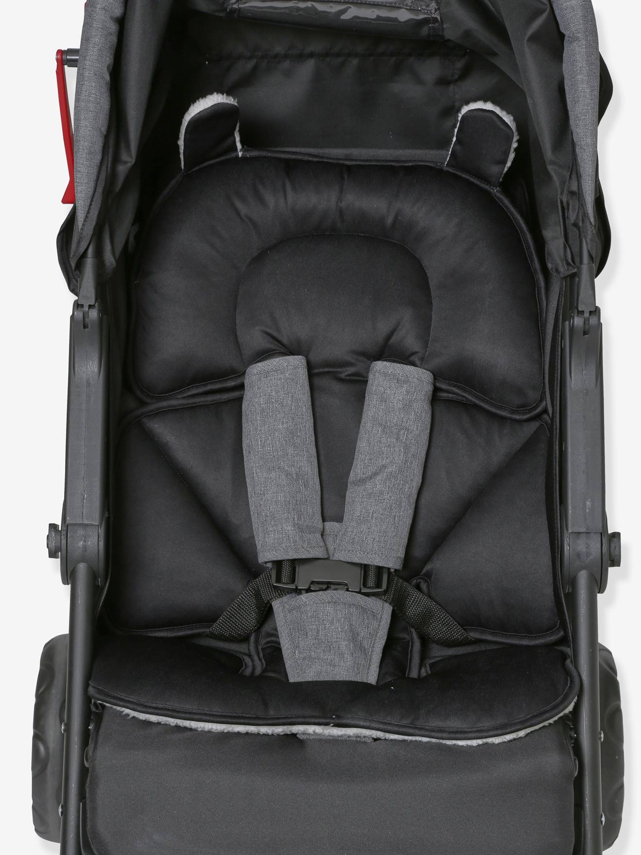 Almofada redutora para carrinho de bebê, feita de dois materiais, tamanho médio, branca, lisa.