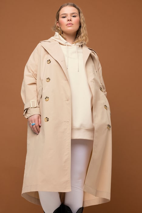 Trenchcoat, oversized, Revers, Bindegürtel