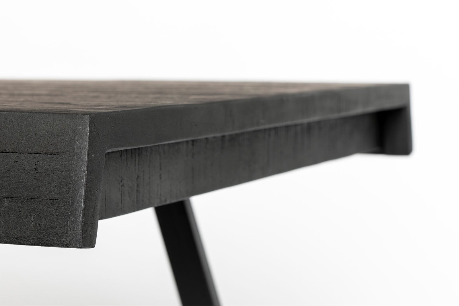 Esstisch SURI 90 x 200 cm Teakholz massiv schwarz