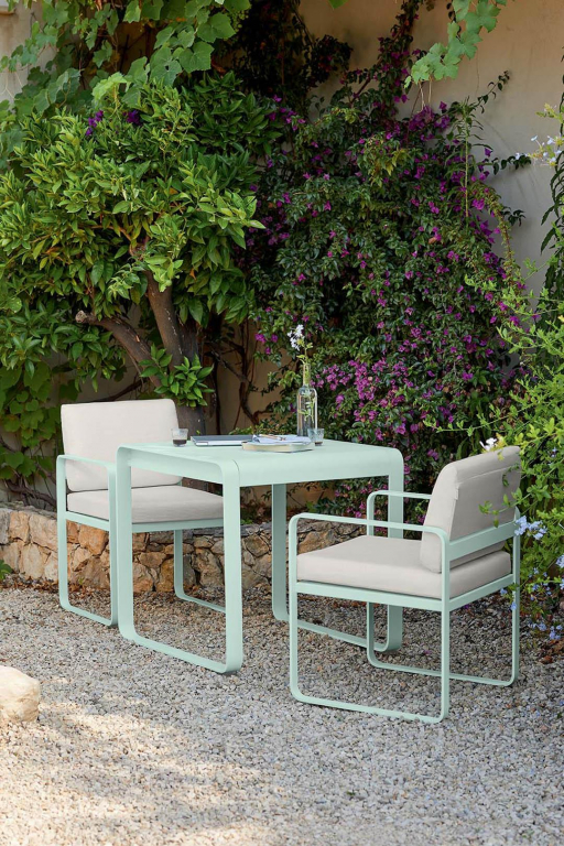 Fermob Bellevie Dining Armchair tuinstoel kussen wit Nutmeg