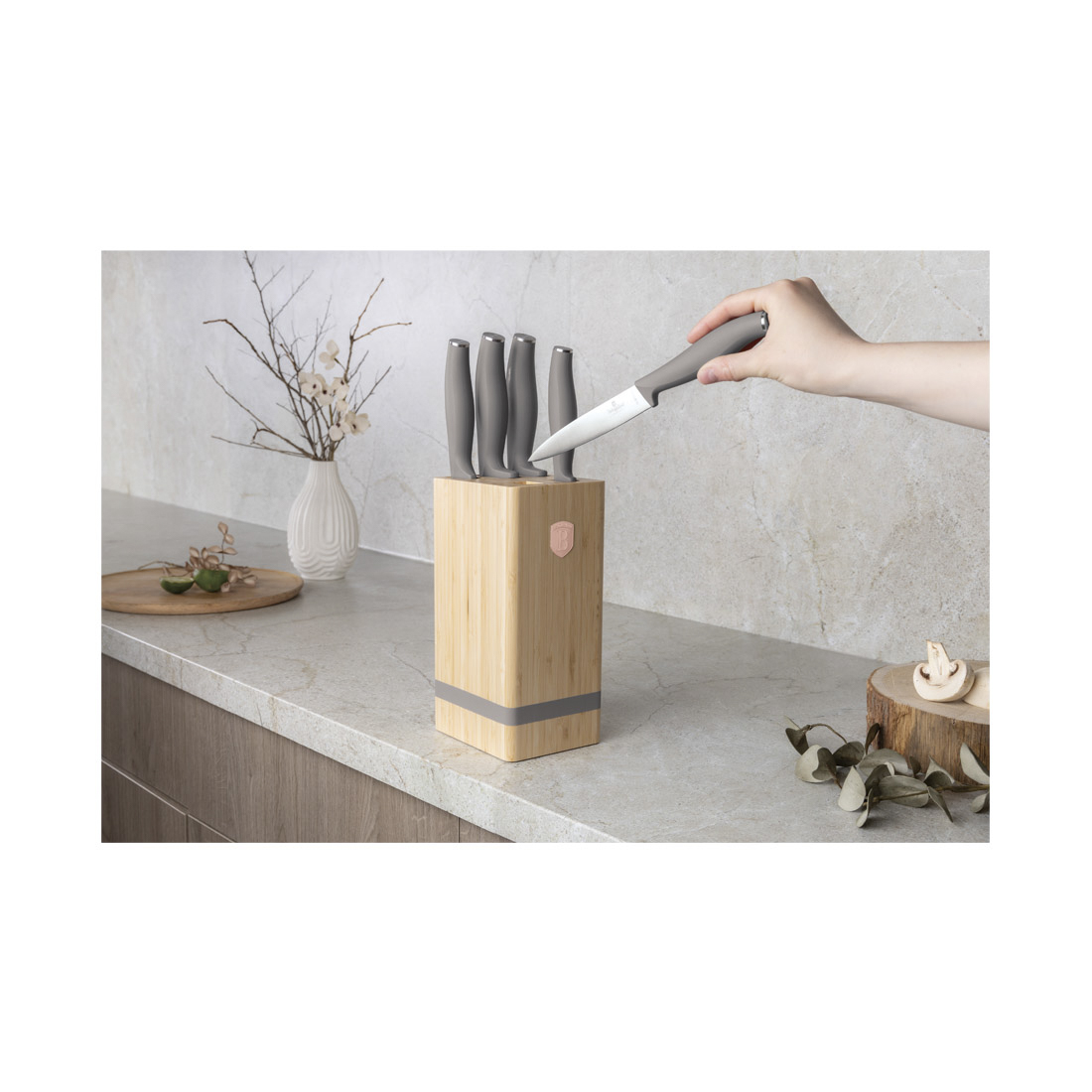 Berlinger Haus 6-teiliges Messer-Set mit Messerblock Taupe Collection