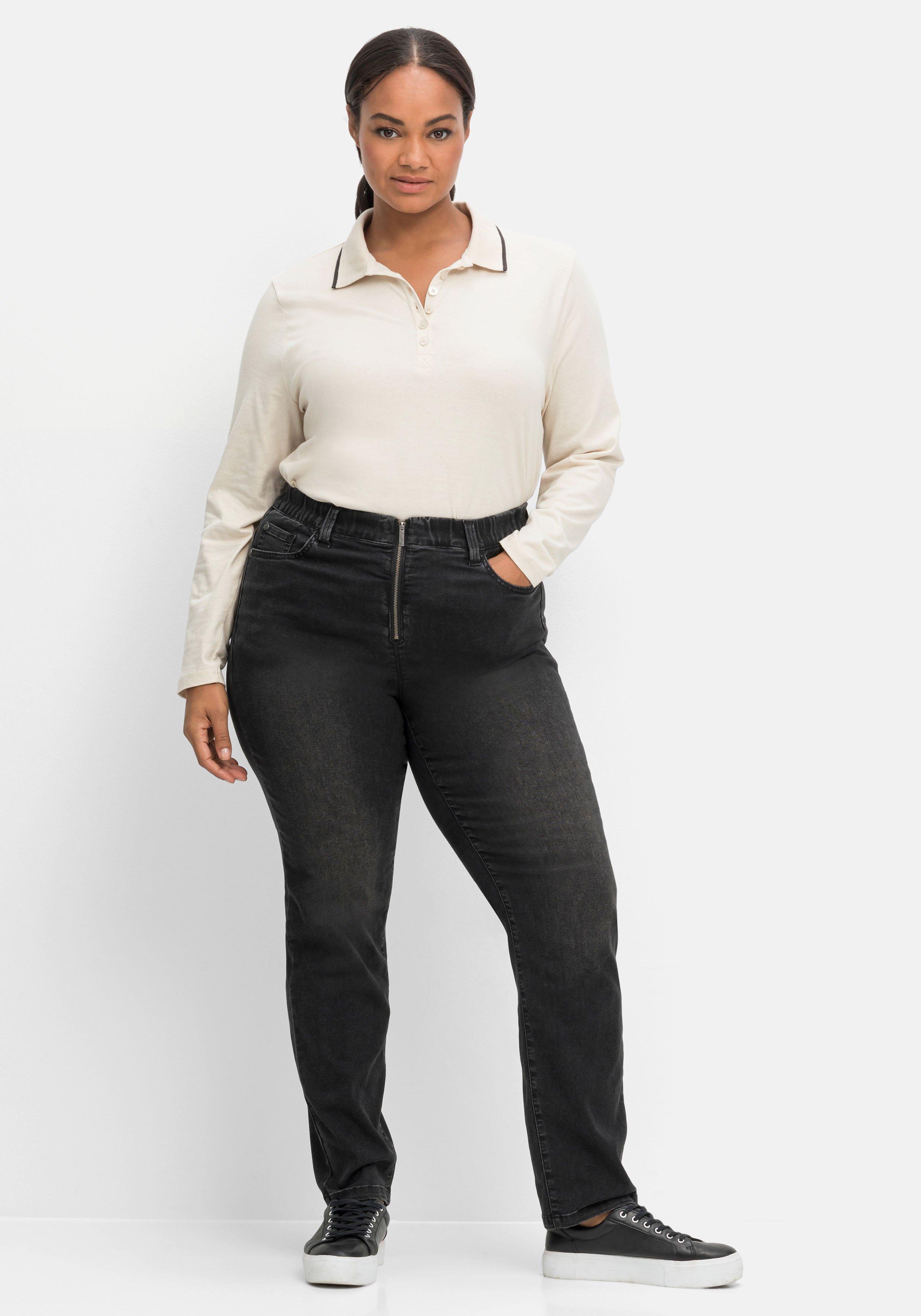 Skinny Jeans in Schlupfform mit Reißverschluss