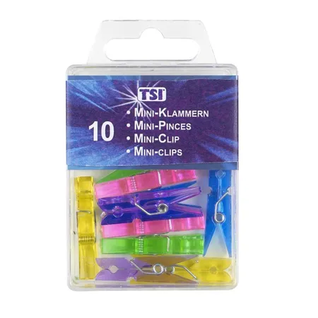 TSI Schreibwaren 10 Mini Klammern / Mini Clips / 35mm / transparent