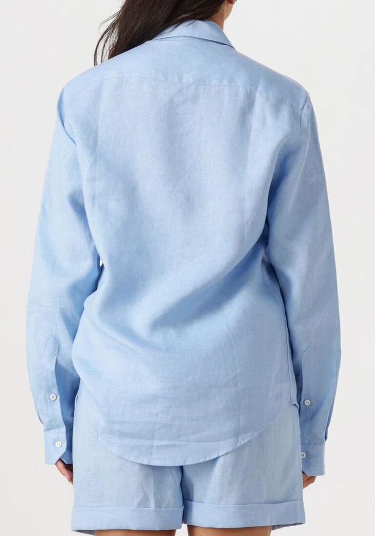 lichtblauwe resort finest blouses shirt 100% linen