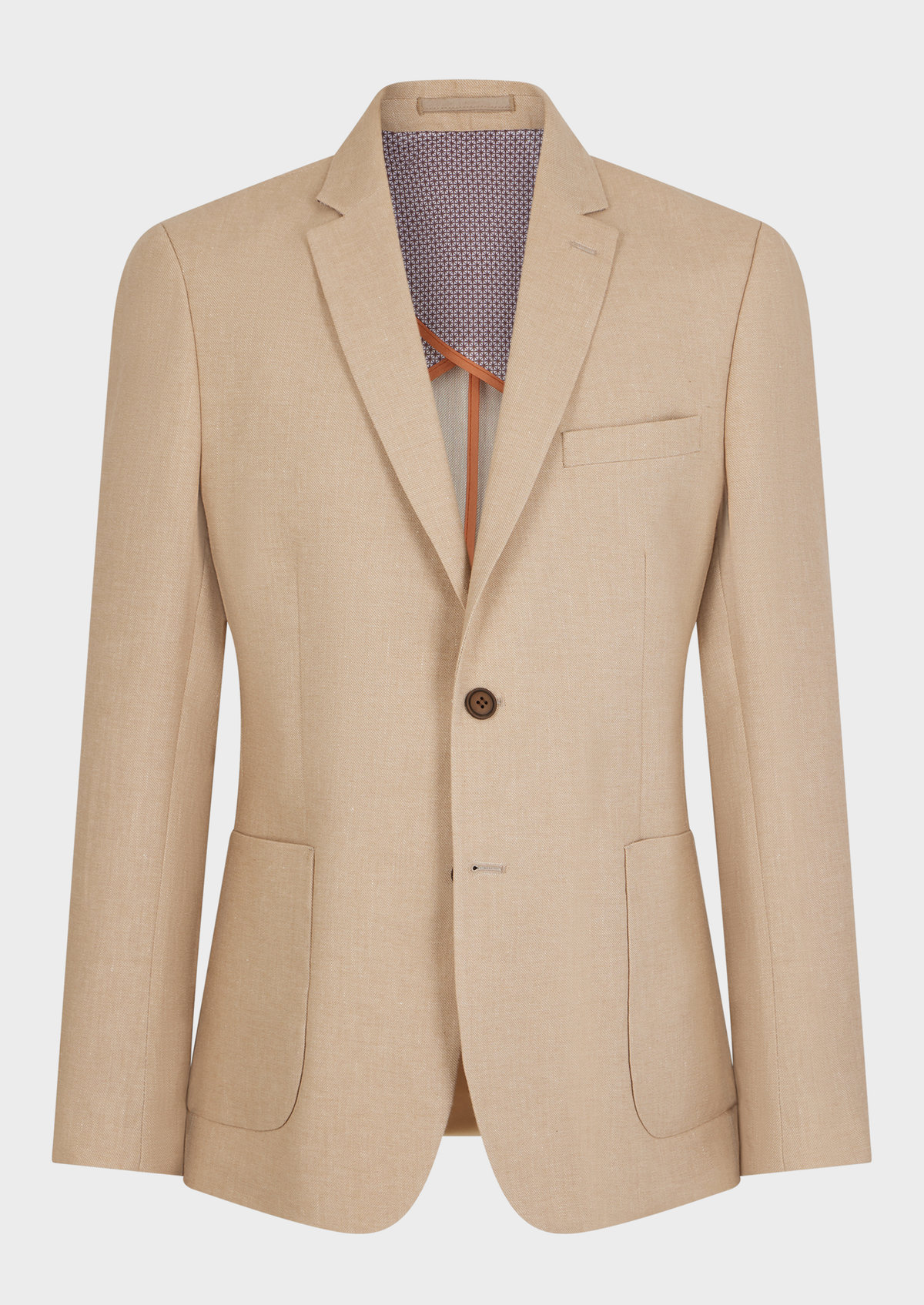 Veste coordonnable Regular en lin mélangé uni beige