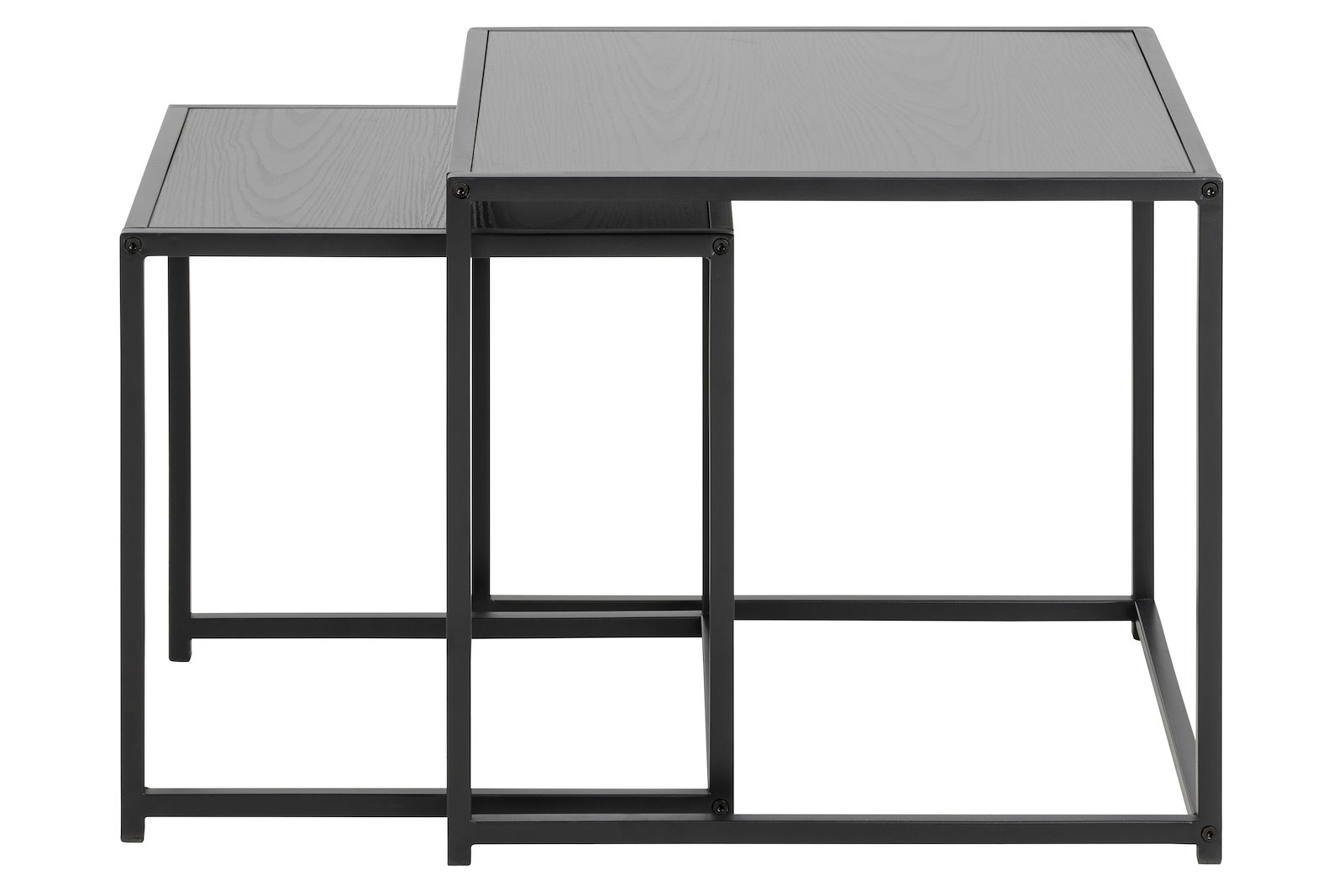 Seaford settbord Sort foliert med sort metall understell. Sett av 2 bord
