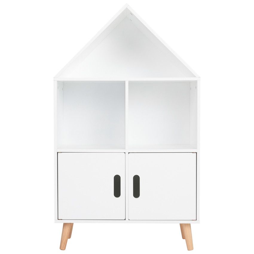 Bibliothèque en forme de maison avec 2 portes - Ecru