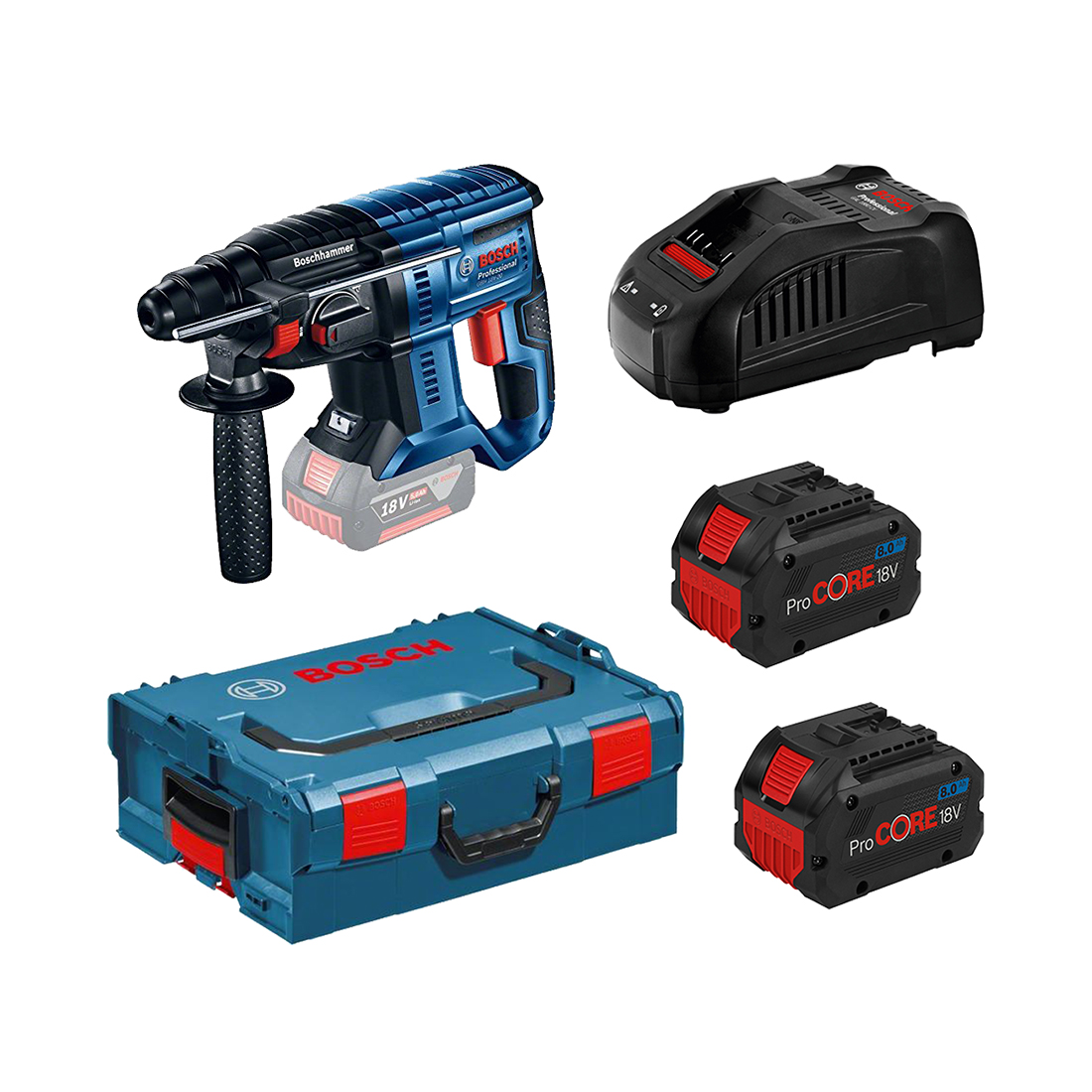 Bosch Bohrhammer GBH 18V-22, 2 x 8.0Ah ProCORE Akku Karton