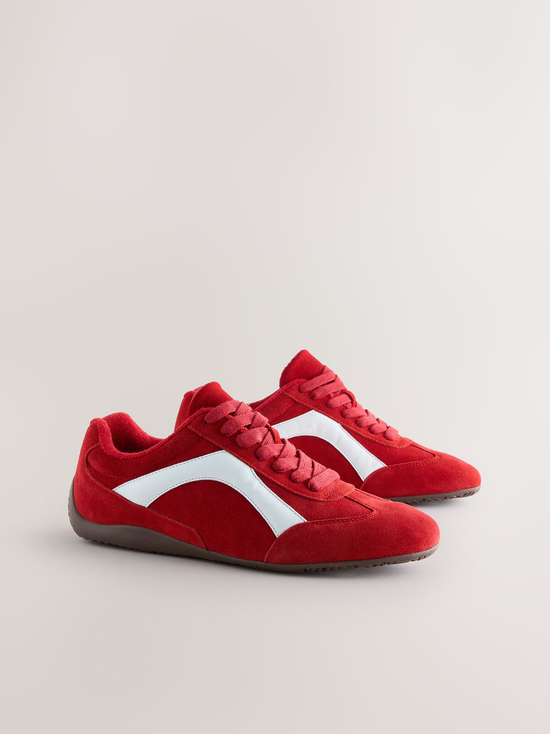 Rood suède - Forever Comfort® Leather Slimsole Lace-Up Trainers