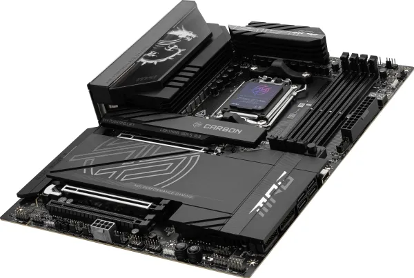 MSI MPG X870E CARBON WIFI - Bundkort - ATX - Socket AM5 - AMD X870E Chipset - USB 3.2 Gen 2, USB4, USB-C 3.2 Gen 2x2 - 2.5 Gigabit LAN, 5 Gigabit Ethernet, Wi-Fi 7 - onboard grafik (CPU påkrævet) - HD Audio (8-kanaler)