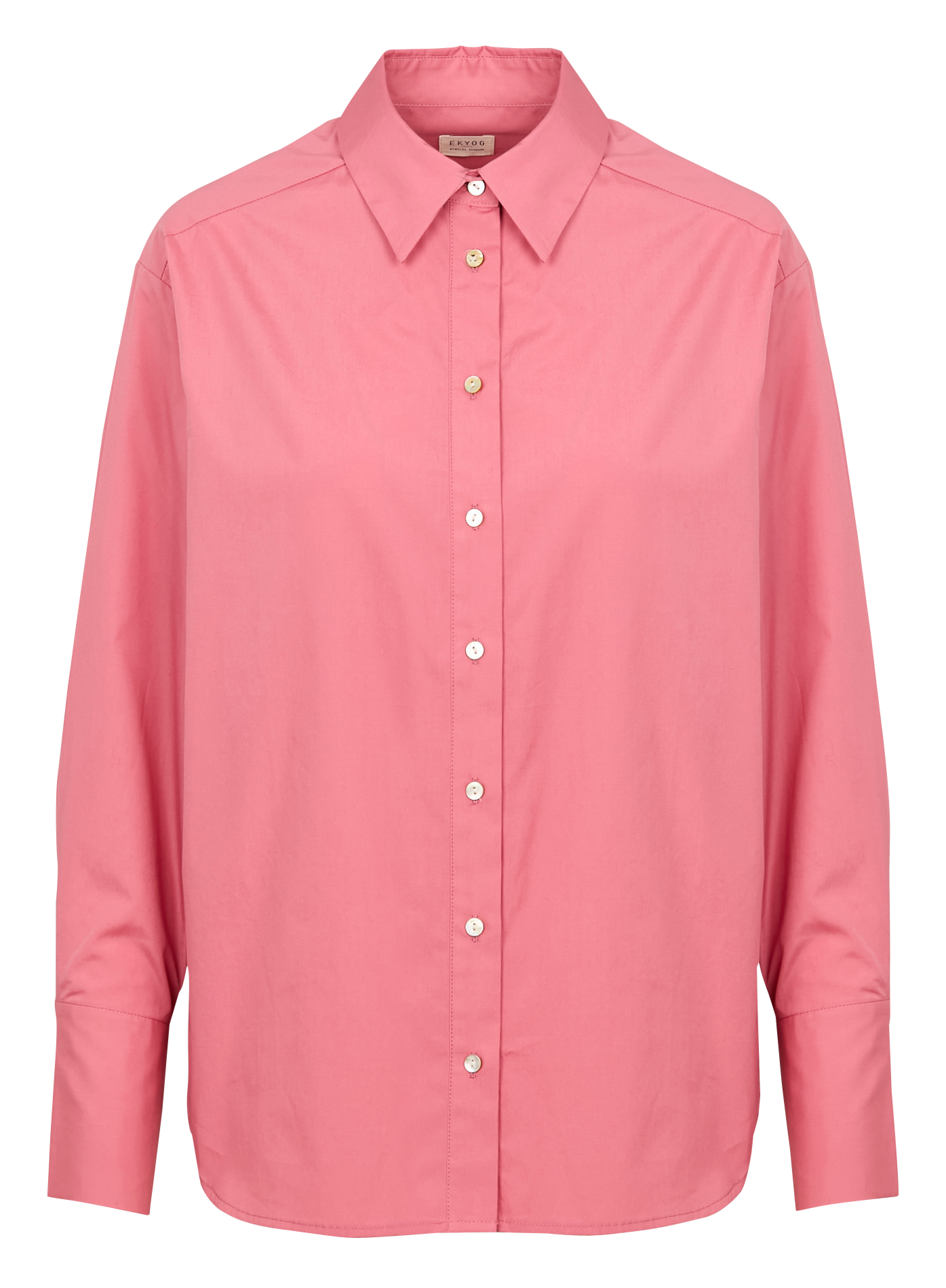 POP - Chemise droite col classique en coton | Rose