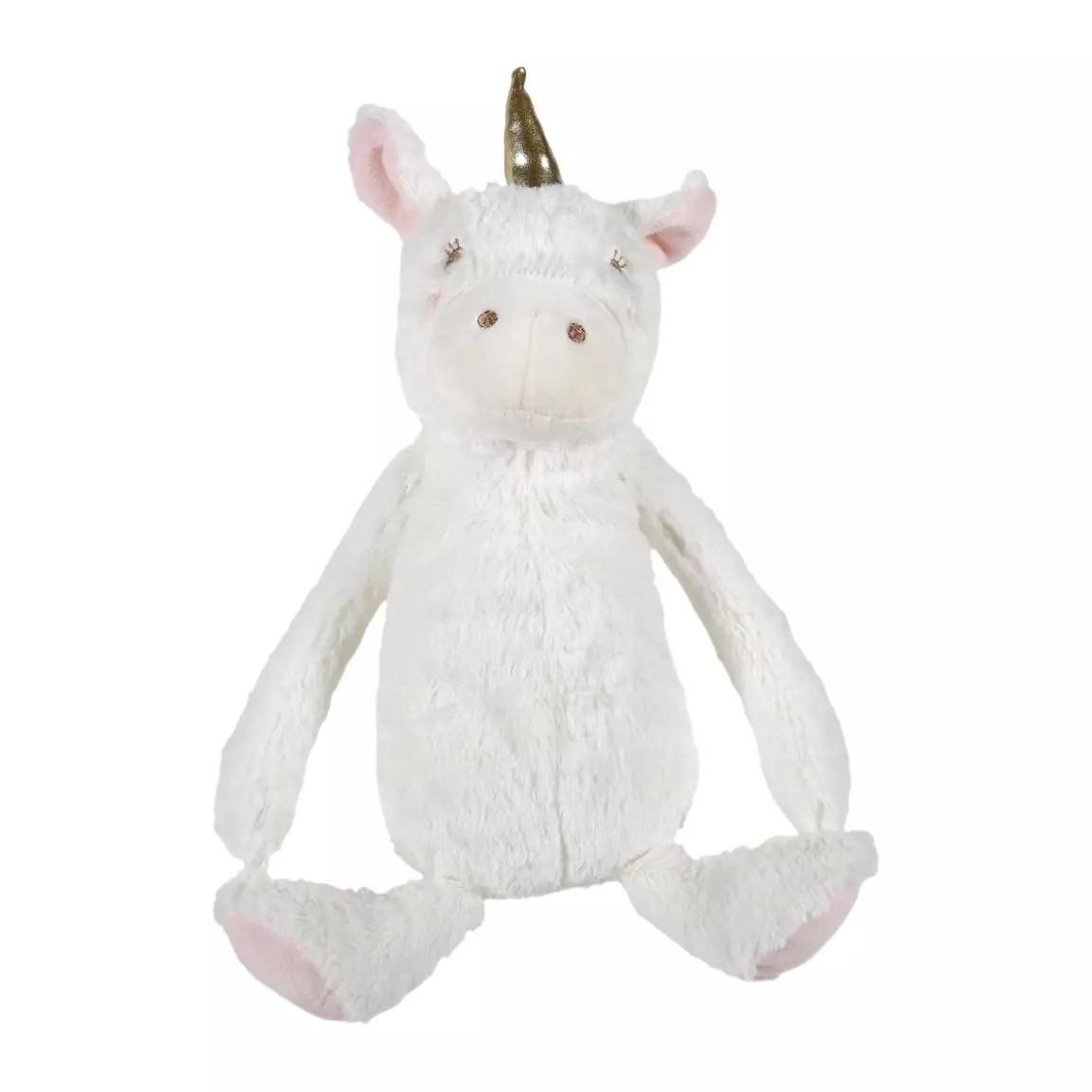 Plaid enfant doux (90 x 75 cm) et peluche Licorne Rose