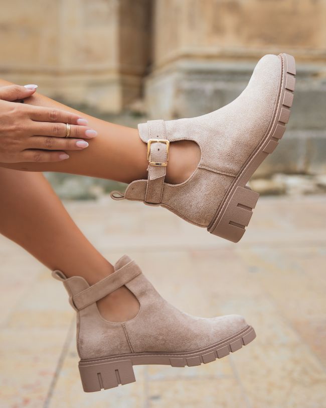 Bottines femme taupe ajourées - Shani