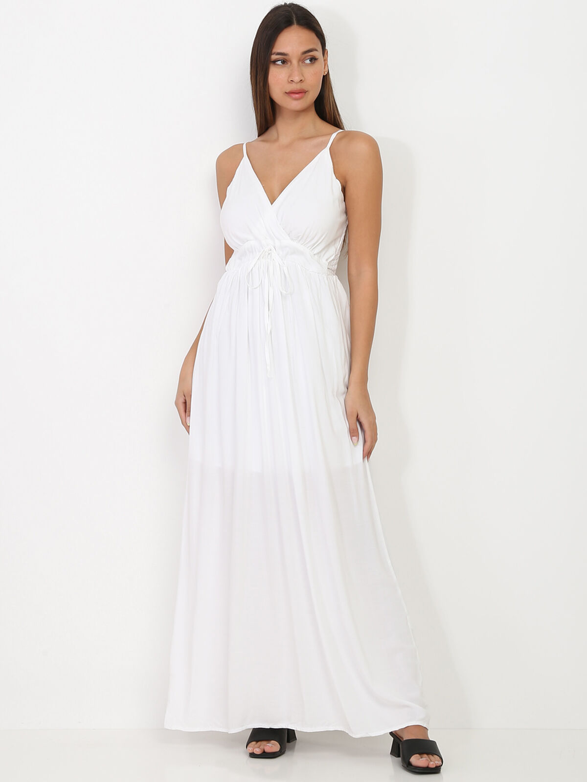 Robe longue cache coeur- Blanc