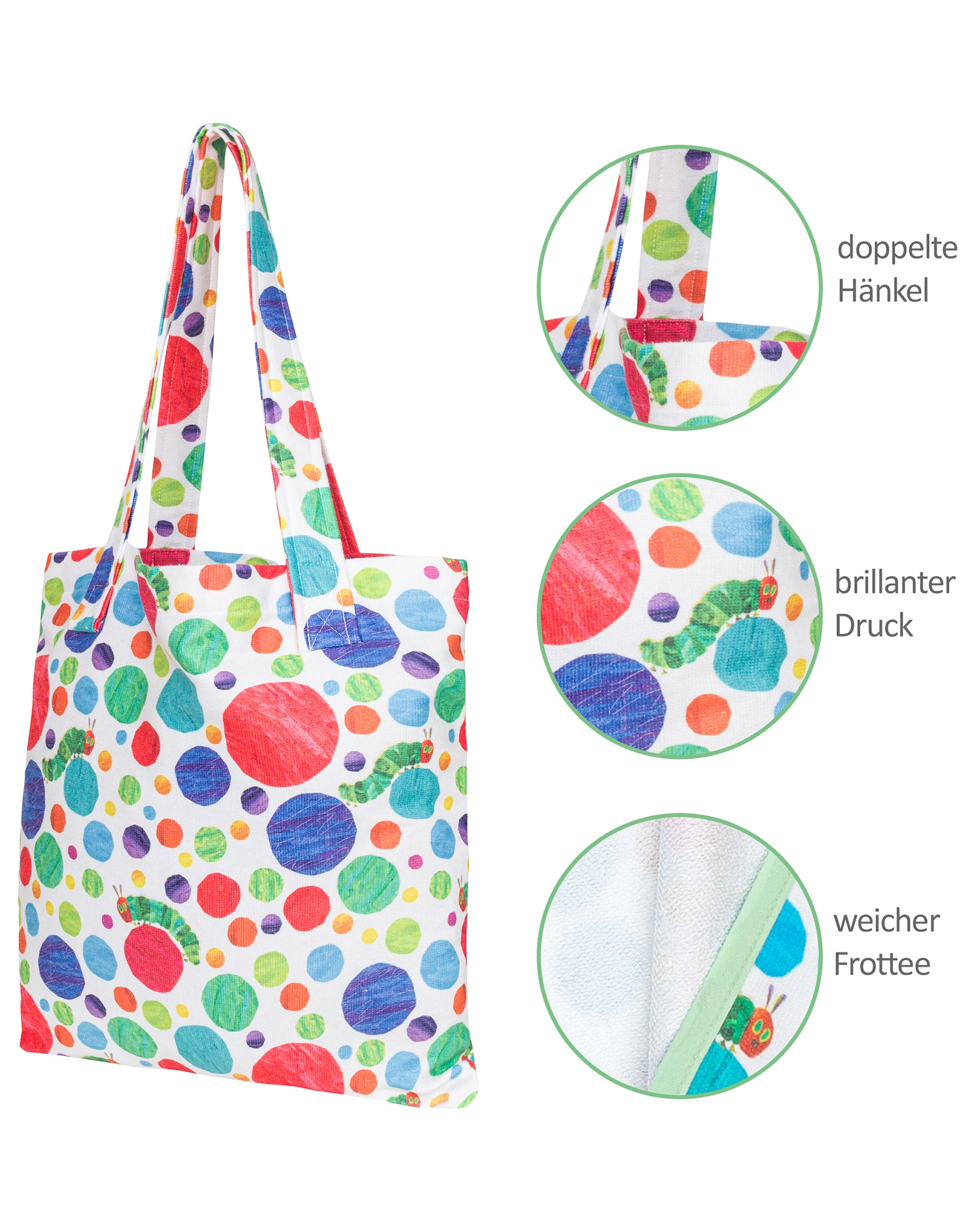 Stofftasche RAUPE NIMMERSATT (40x38) in bunt