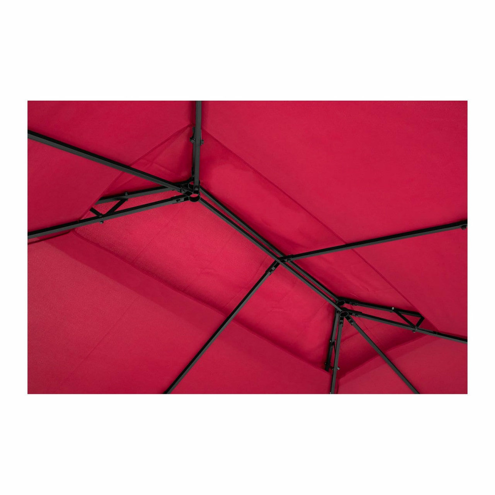 Pergola pavillon barnum tonnelle tente abri gazebo de jardin terrasse beige rouge - 3 x 4 m - 160 g/m²