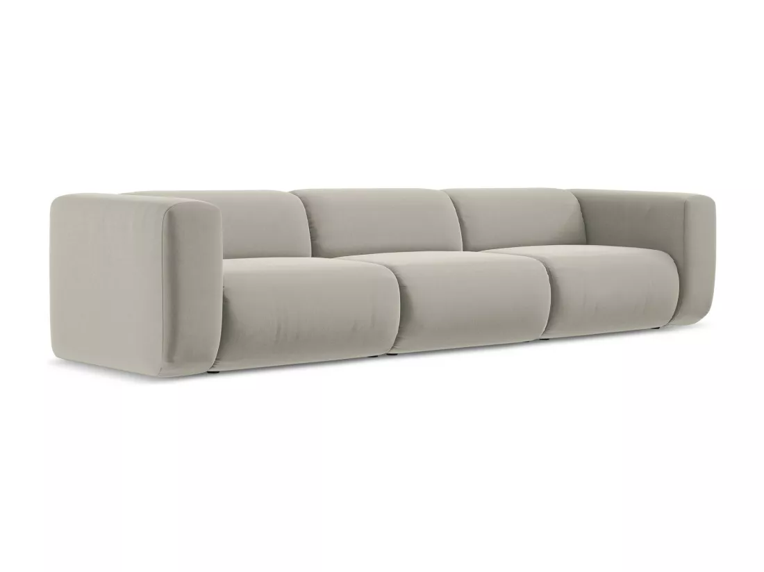Canapé modulable 4 places en velours - perle - EKAHI