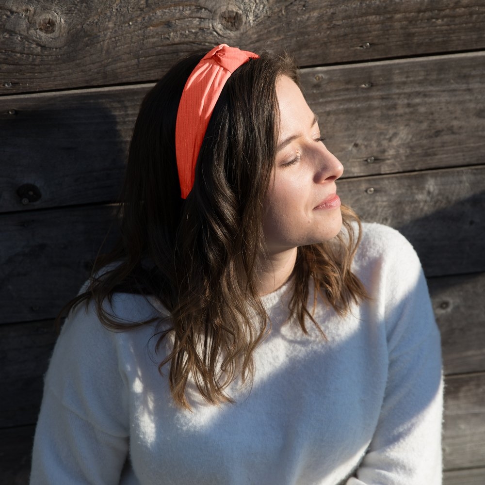 Serre-Tête Large Croisé Gaze Lurex Corail
