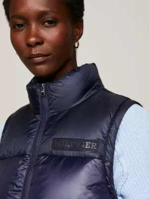 Colete puffer New York com blocos de cores