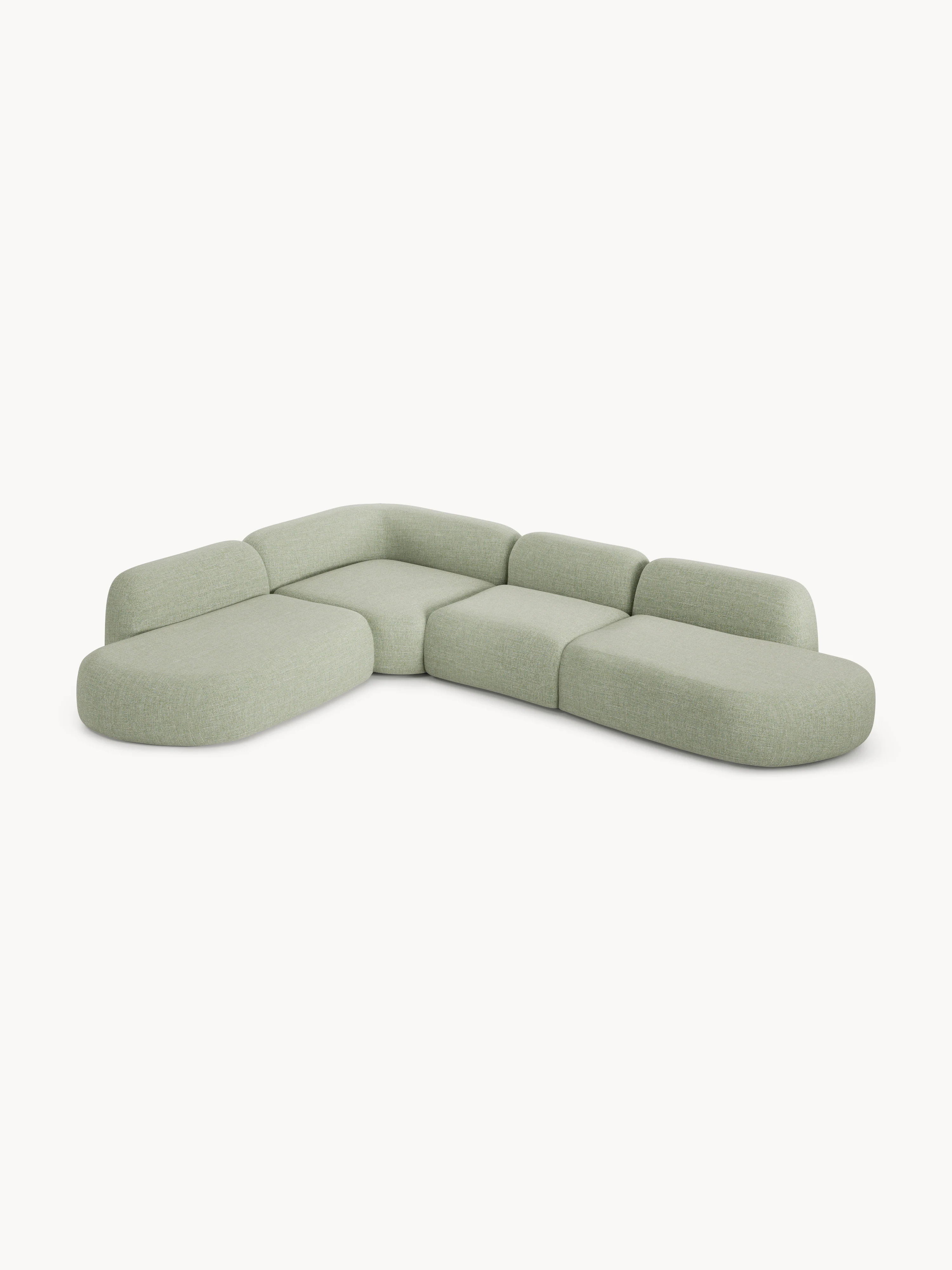Modulaire bouclé XL hoekbank Wolke met chaise longue