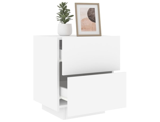 VIDAXL - Armoire de chevet avec lumières led blanc bois d'ingénierie