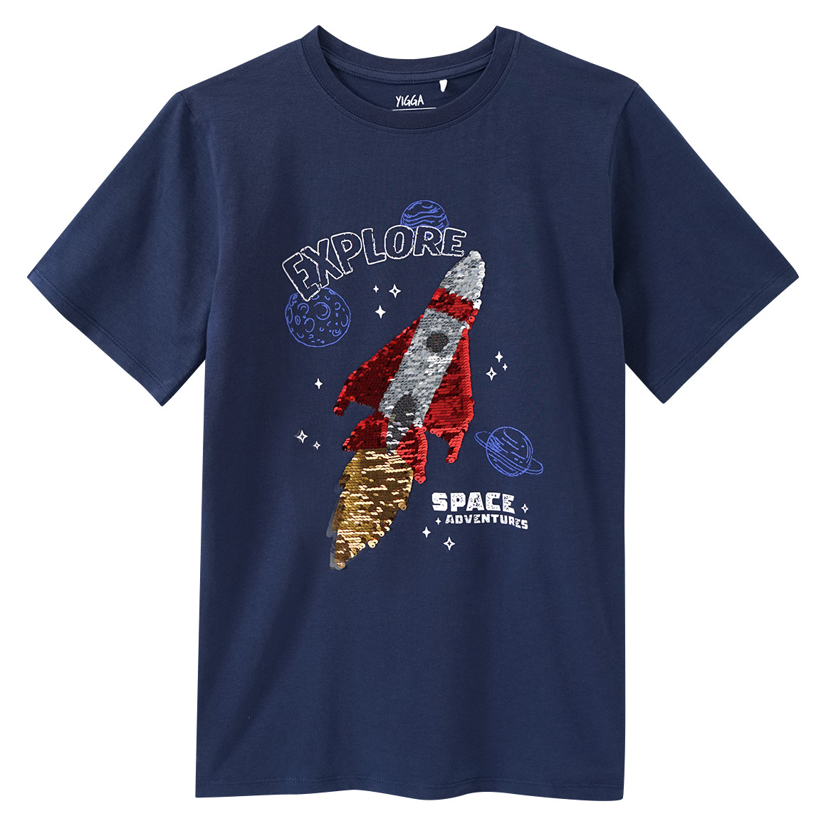 Yigga Jungen T-Shirt mit Wendepailletten dunkelblau