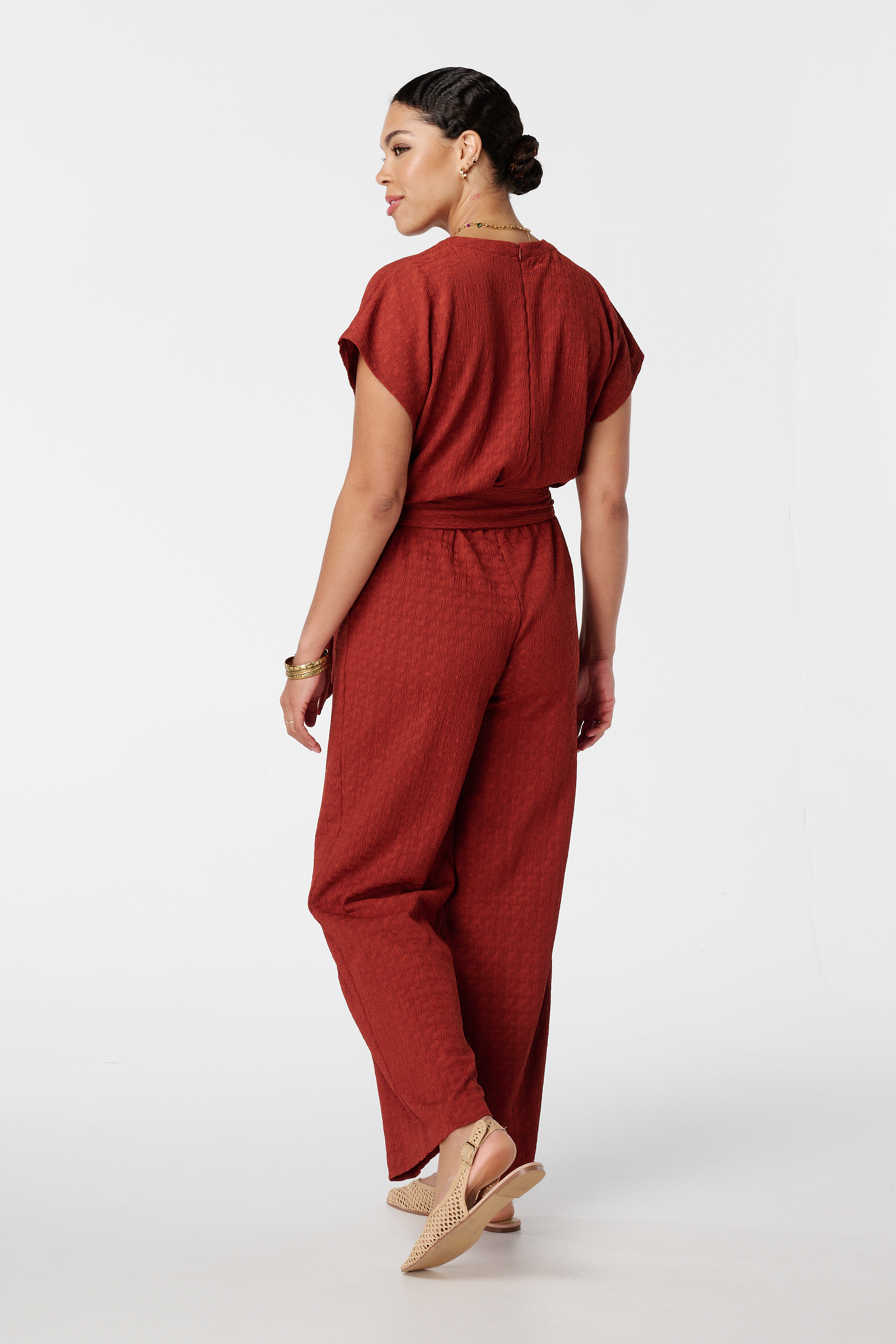 Jumpsuit met wijde pijpen Steen rood