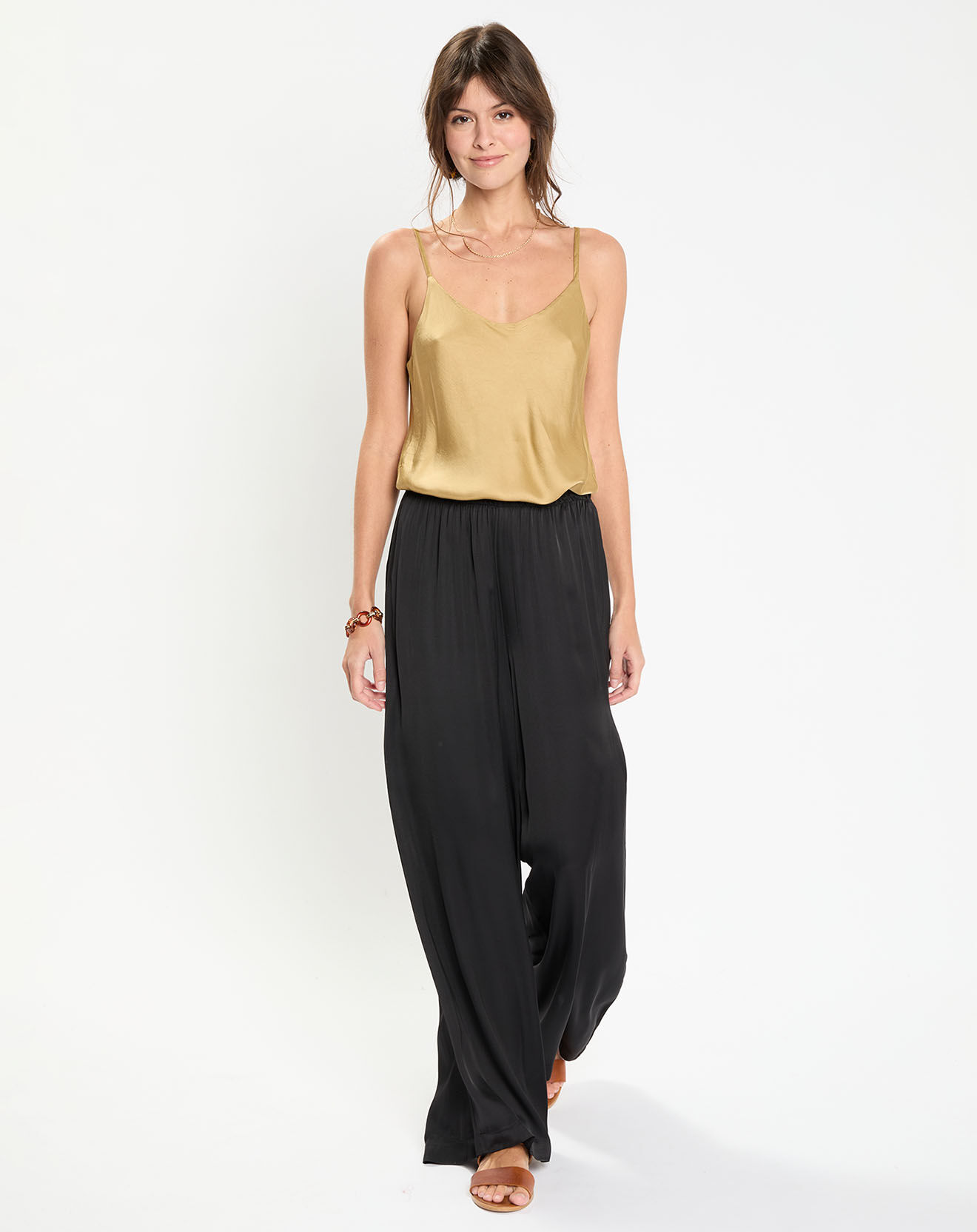 Lauren Vidal Pantalon satiné Ness noir