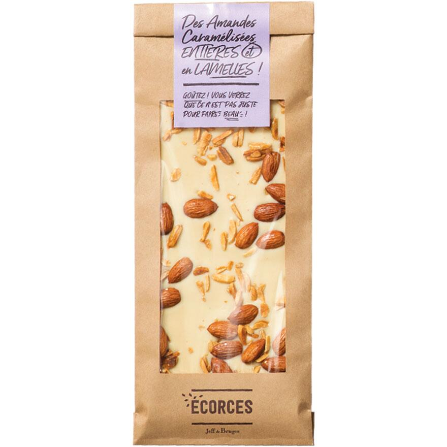 Écorce chocolat blanc et amandes caramélisées