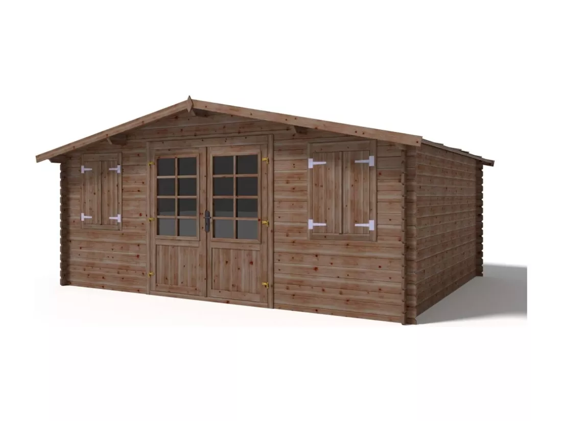 Abri de jardin en bois - 20m2 - 5x4m - Traité - Ep. 28mm - Couleur: marron - DOM439 - ALTANKA