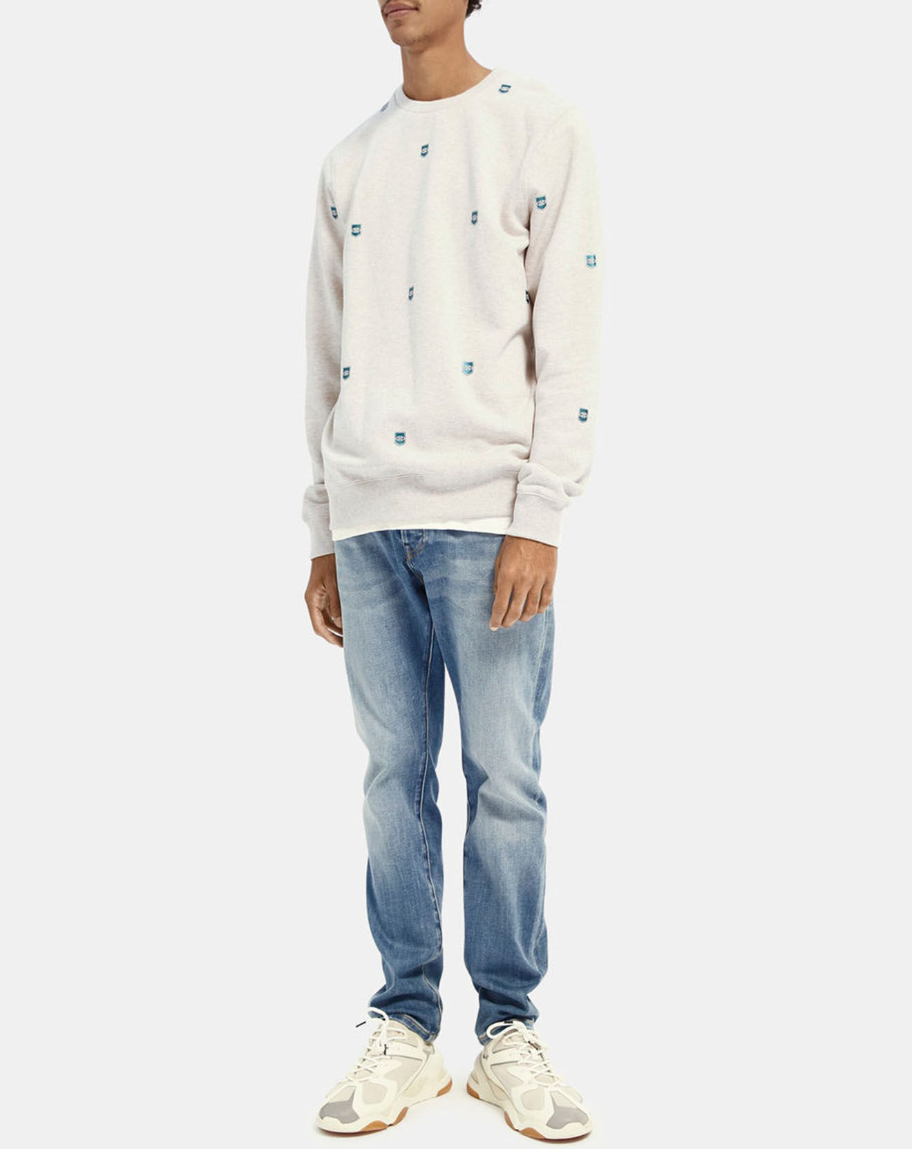 Scotch & Soda Sweat Allover imprimé  blanc/bleu
