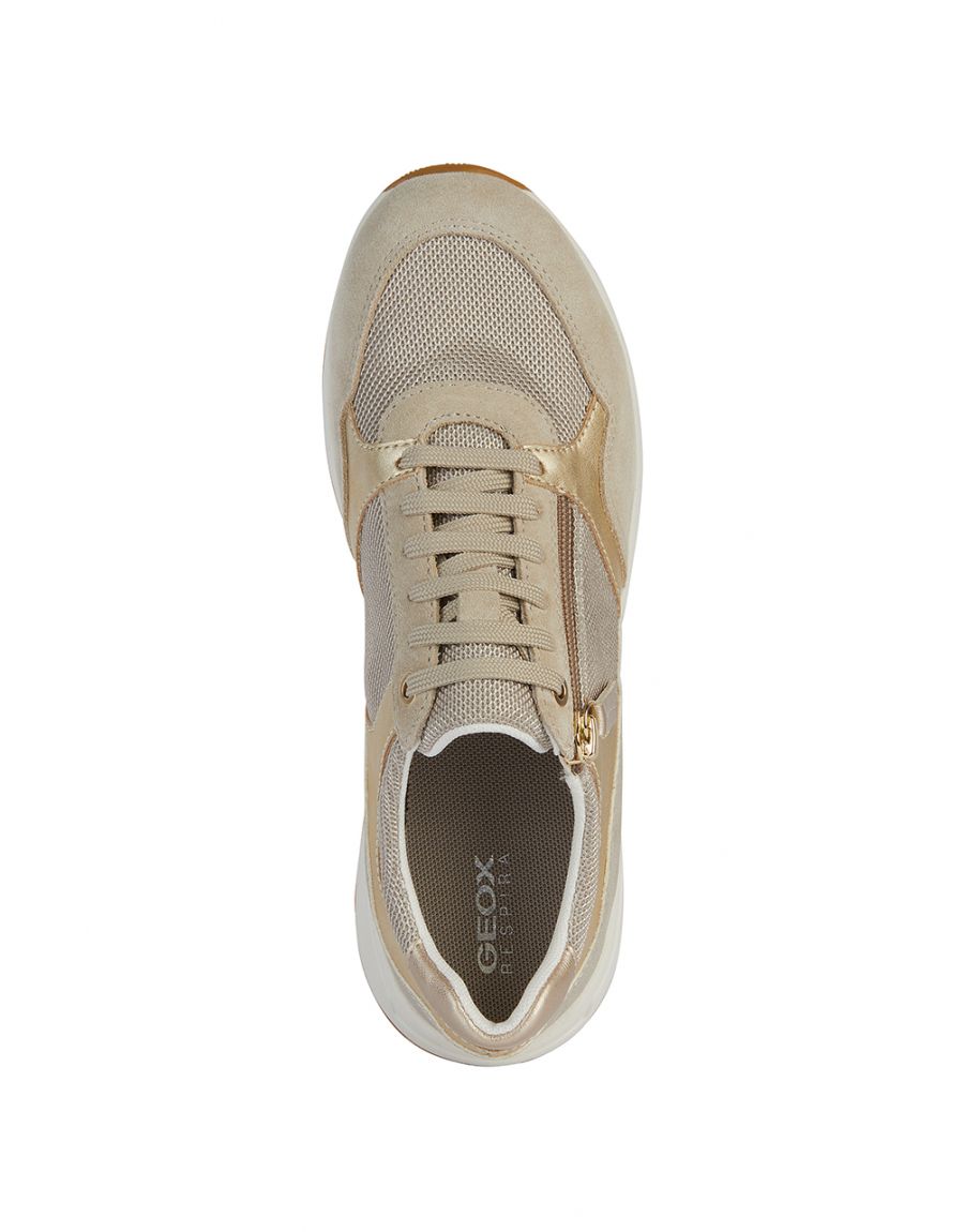 Baskets cuir sable or