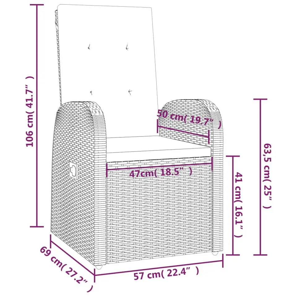 vidaXL - Zitstoel - Grijs - Poly rattan - 2 stuks