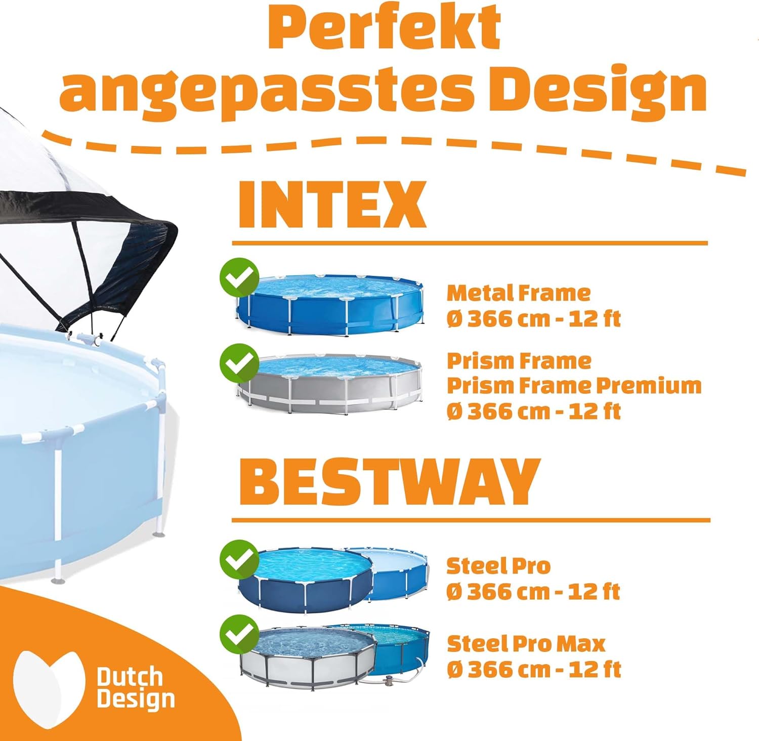 EXIT Toys Poolabdeckung ø366cm - Für Intex/Bestway Pools - Hält Wasser Warm und Sauber - Einfache Montage - Robuste, Hochwertige Konstruktion - Universelle Poolüberdachung Geeignet für Viele Marken