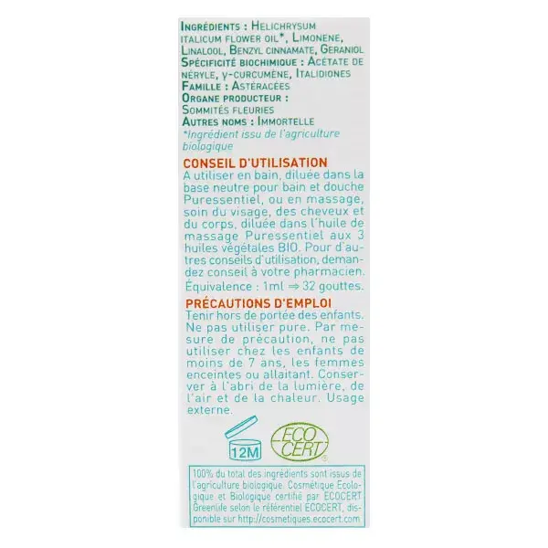 Óleo Essencial de Helichrysum Immortelle Orgânico Puressentiel 5ml