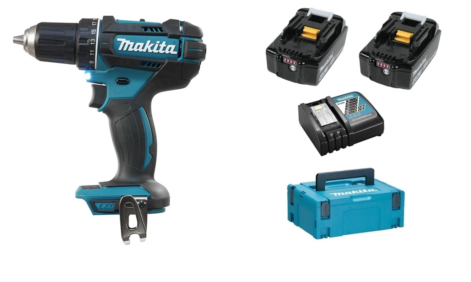 Makita DDF482RMJ 18V Li-Ion accu boor-/schroefmachine set (2x 4.0Ah accu) in Mbox