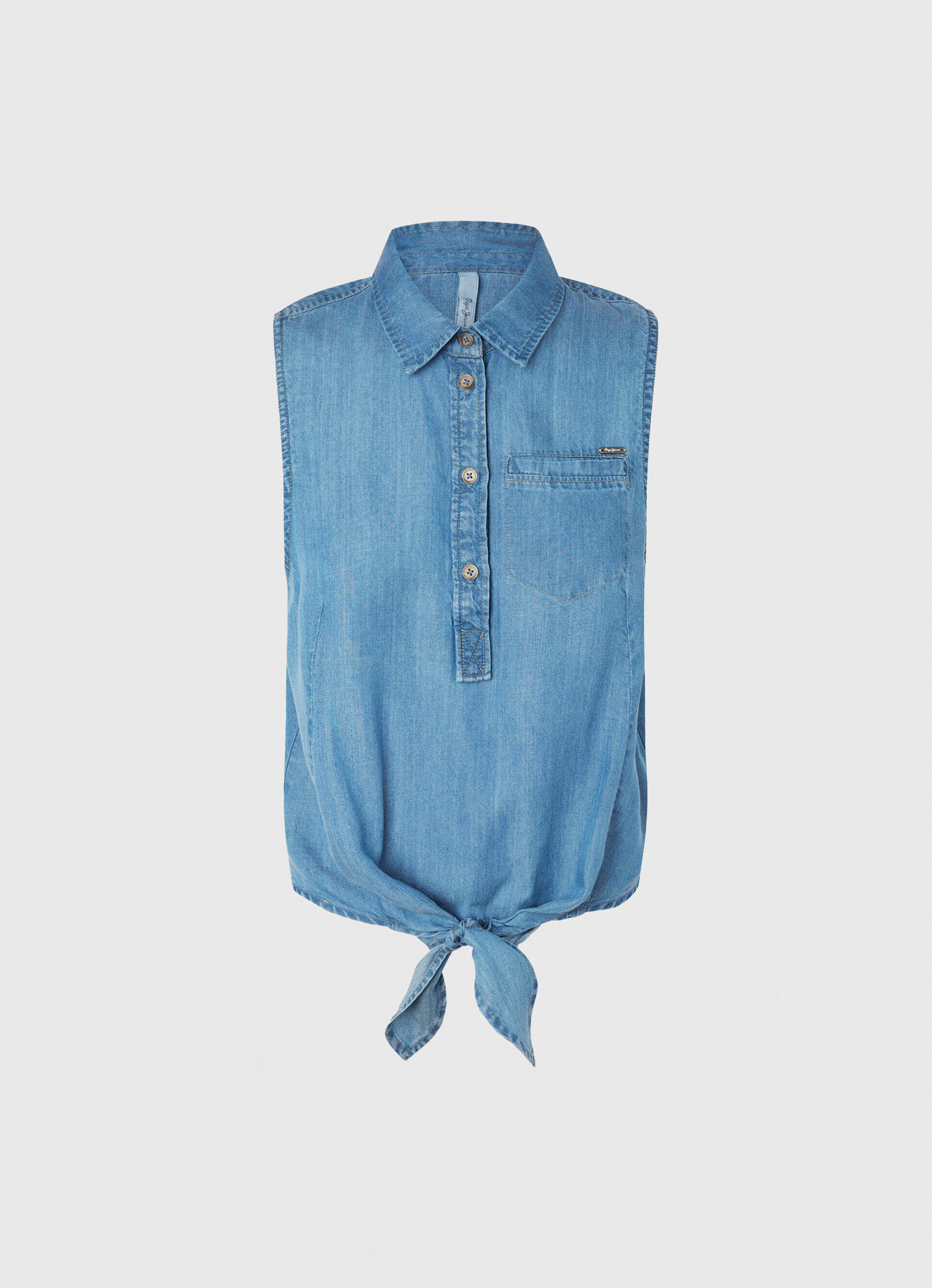 CAMISA SEM MANGAS DE CORTE REGULAR - jeans