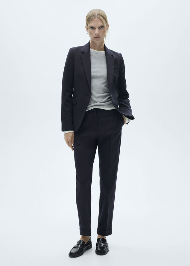 MANGO Straight suit trousers Navy