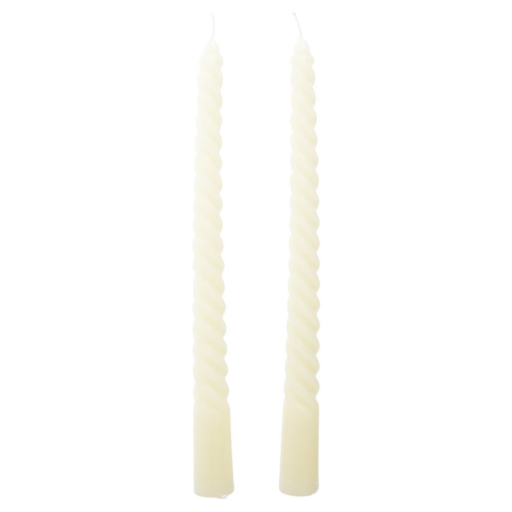 Bougie chandelier torsadée beige H25cm x2