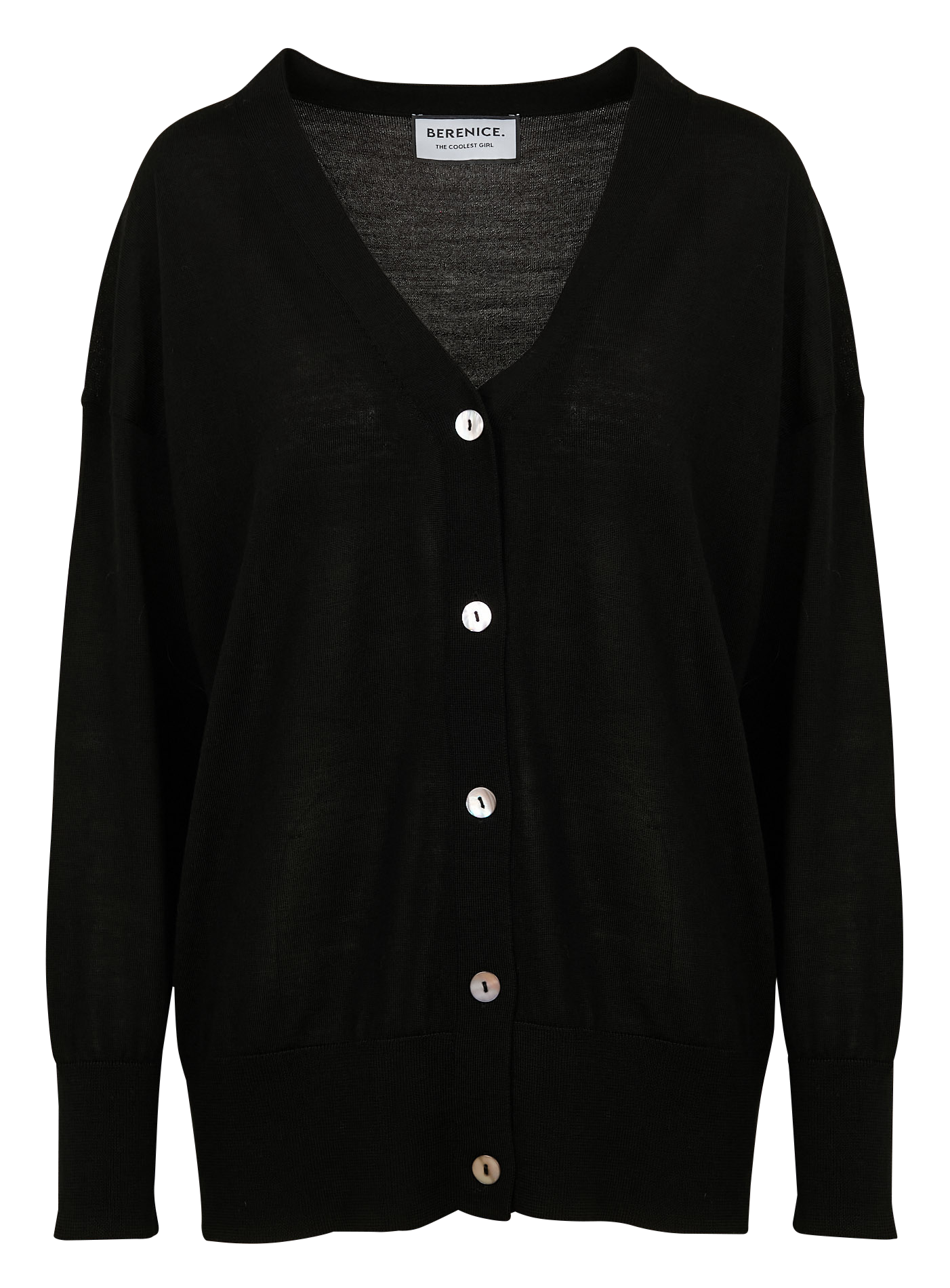 GASPER - Cardigan gris oversize en laine mérinos | Noir