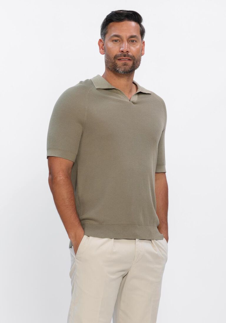 groene profuomo polo polo open collar rib