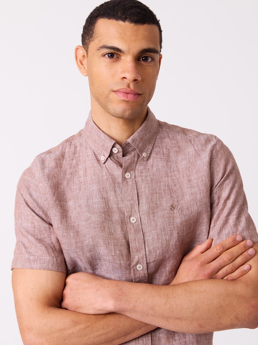 Dillon linskjorte - Regular fit Cocoa Brown