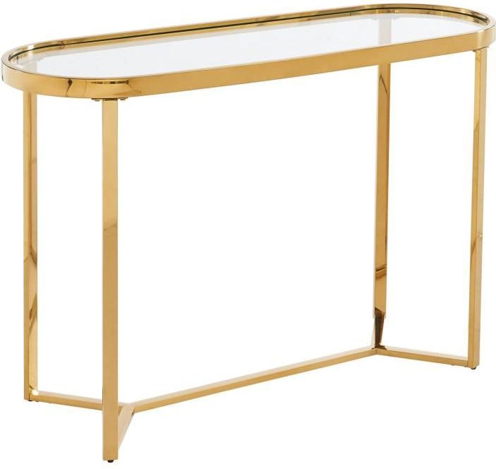 Pascal Morabito - JOLINY - Consoletafel - Transparant - Goudkleurig - Gehard Glas - Roestvrij Staal