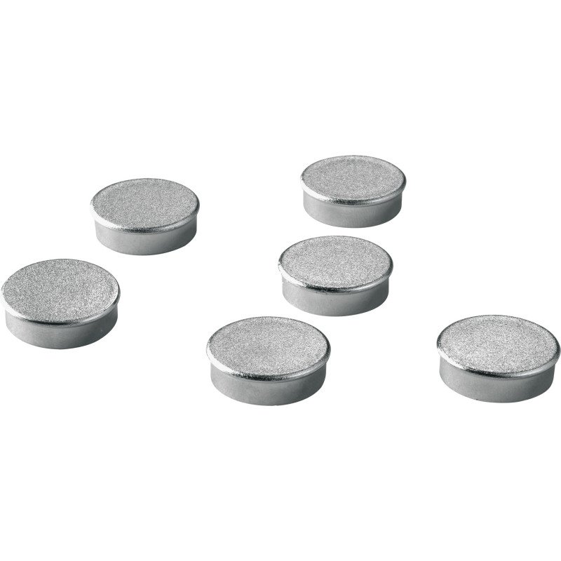 Plots magnétiques-aimants Ø 20 mm argentés - Lot de 6