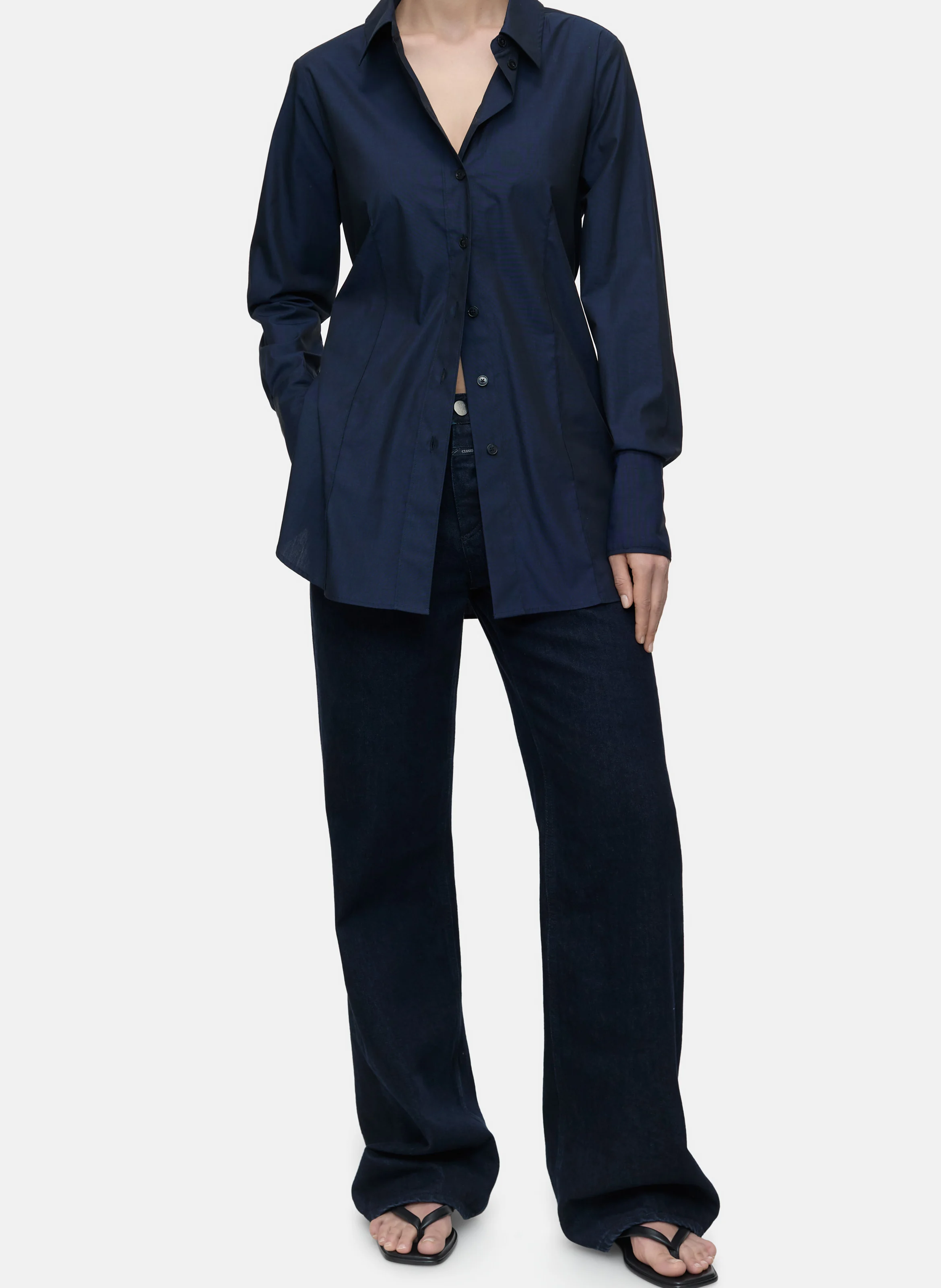 Chemise col classique en coton | Bleu